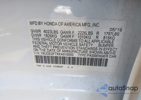 2019 Acura Ilx Premium Package/Technology Package from USA, damaged, VIN 19UDE2F7XKA010553